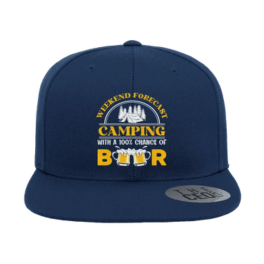 Weekend Forecast, Camping with 100% Beer Embroidered Flat Bill Cap